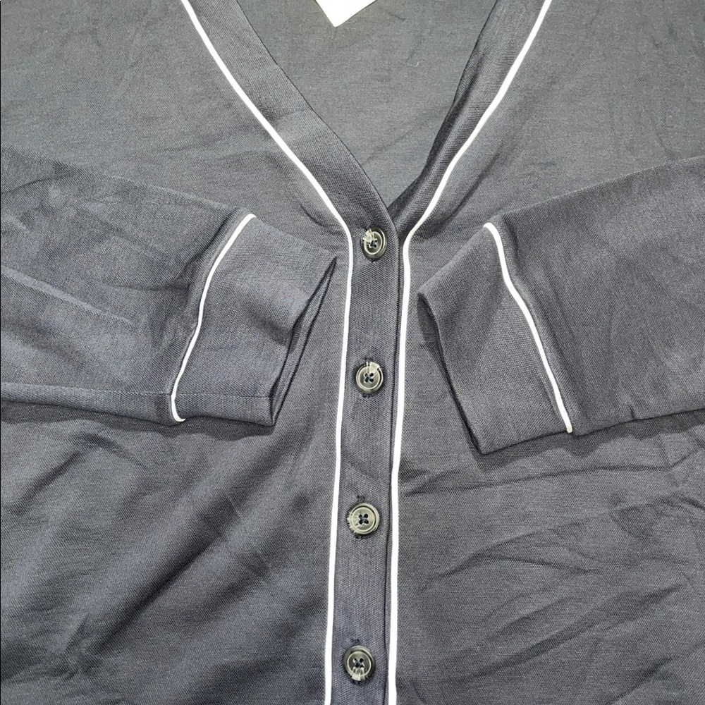 🆕 All In Motion Woman’s Piped Button Up Cardigan Relaxed Fit Navy Var Size | NWT - Picture 7 of 11